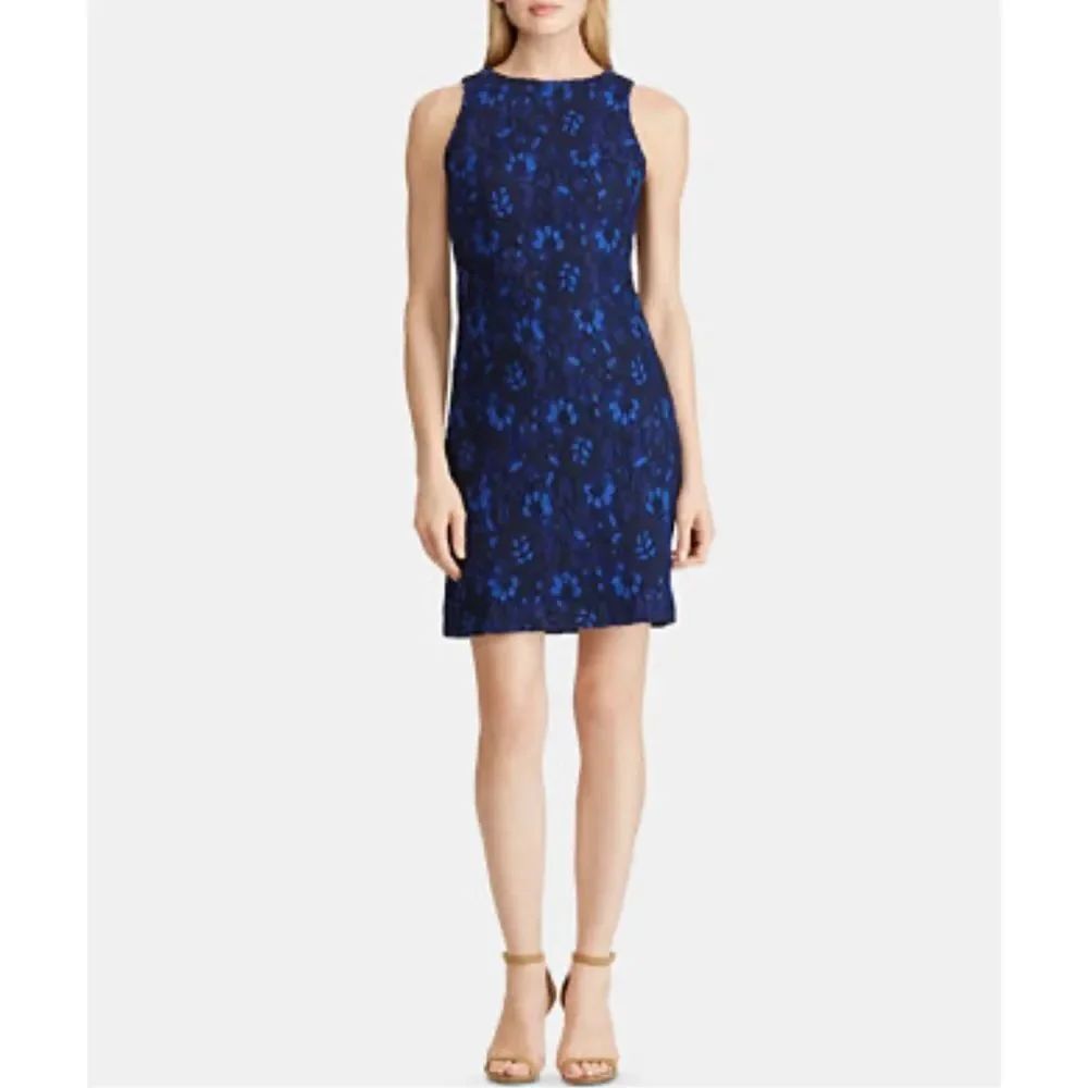 ๐ฅ5/$25 sale๐ฅ Lauren Ralph Laurenโblue lace sleeveless cocktail dress